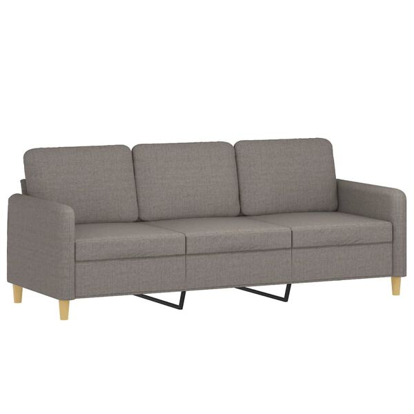 vidaXL 3-sitssoffa med fotpall taupe 180 cm tyg