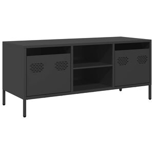vidaXL Tv-b&auml;nk svart 101,5x39x43,5 cm kallvalsat st&aring;l