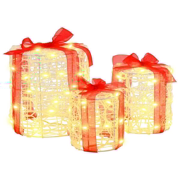 vidaXL Dekor av G&aring;va Box 3 pcs Varmvit 20 x 20 x 21 cm Akryl