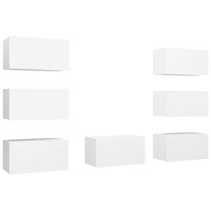 vidaXL Tv-b&auml;nk set 7 st vit 30,5x30x60 cm konstruerat tr&auml;