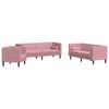 vidaXL Soffgrupp chesterfield 3 delar bolsterkuddar rosa sammet