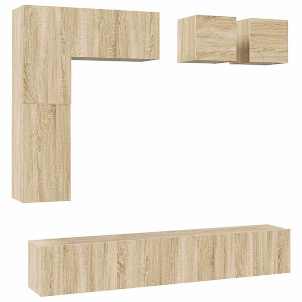 vidaXL TV-sk&aring;p 8 delar sonoma-ek konstruerat tr&auml;