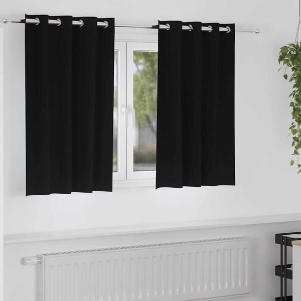 vidaXL Mörkläggningsgardiner med Ringar 2 pcs Svart 140 x 140 cm