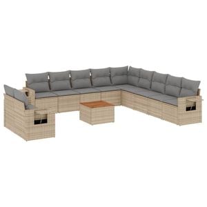 vidaXL Soffgrupp f&ouml;r tr&auml;dg&aring;rd med dynor 12 delar mixbeige konstrotting