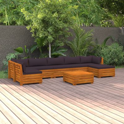 vidaXL Loungegrupp för trädgården med dynor 8 delar massivt akaciaträ