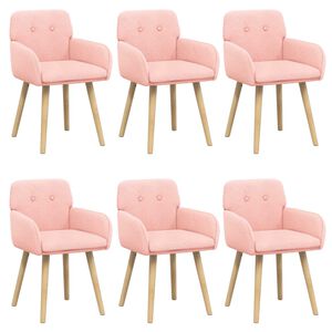 vidaXL Matstolar 6 st Boucl&eacute; Rosa 59 x 57 x 85 cm