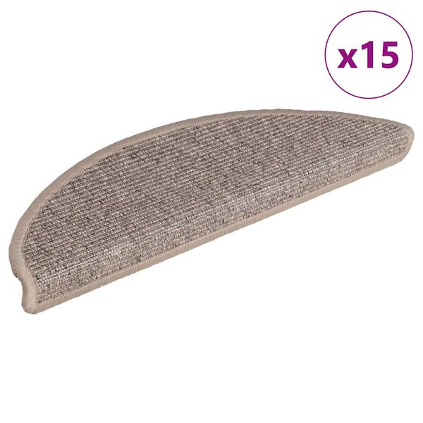 vidaXL Trappmattor 15 st 56x17x3 cm mörkbeige halvrunda
