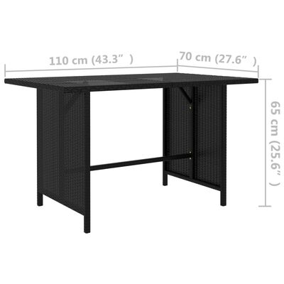 vidaXL Trädgårdsbord svart 110x70x65cm konstrotting