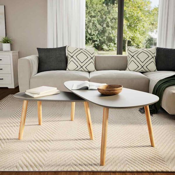 vidaXL Soffbord 2 st grå massiv furu