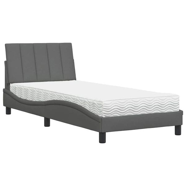 vidaXL Bed with Mattress "Hanko" Dark Grey 80x200 cm Fabric