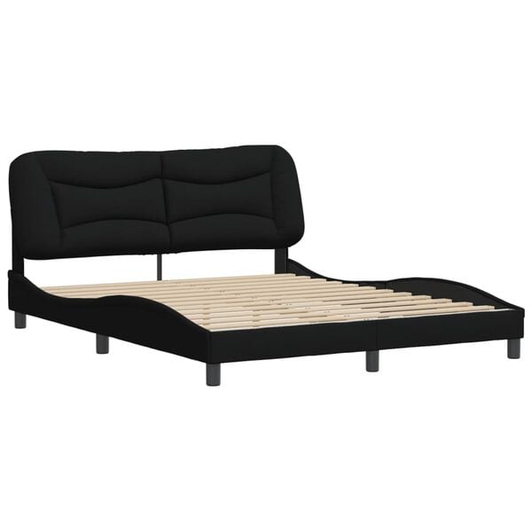 vidaXL Bed Frame without Mattress "Hvar" Black 160x200 cm Fabric