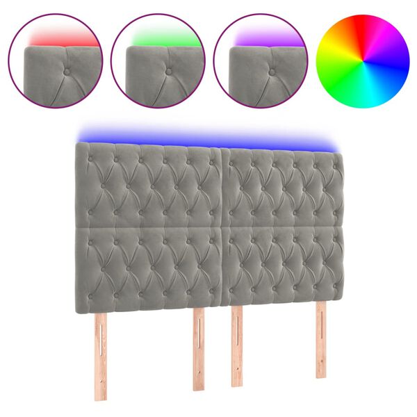 vidaXL S&auml;nggavel LED ljusgr&aring; 160x7x118/128 cm sammet