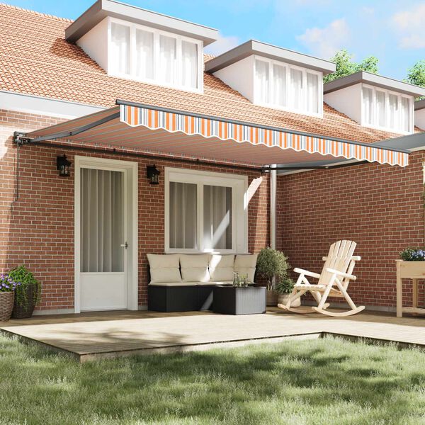 vidaXL Utf&auml;llbar markis Bl&aring; och Orange 450 &times; 300 cm Aluminium och tyg