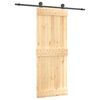 vidaXL Skjutd&ouml;rr Naturlig och svart 80 x 210 cm Massiv furutr&auml;d&ouml;rr