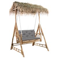 vidaXL 2-sits hammock med palmblad och dyna bambu 202 cm