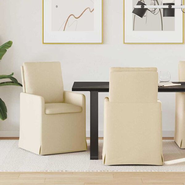 vidaXL Matstolar 2 pcs Kr&auml;m 57 x 67 x 98 cm tyg