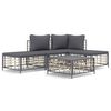 vidaXL Loungegrupp 5 delar med dynor antracit konstrotting