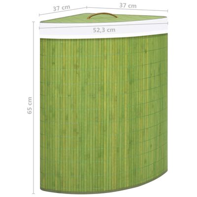 vidaXL Tvättkorg för hörn bambu grön 60 L