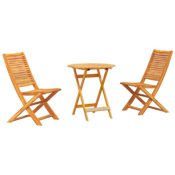 vidaXL Fällbart bistroset 3 pcs Brun massivt akacia