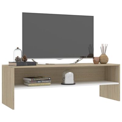 vidaXL Tv-bänk vit och sonoma-ek 120x40x40 cm konstruerat trä