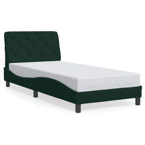 vidaXL Bed Frame without Mattress Dark Green 90x190 cm Velvet