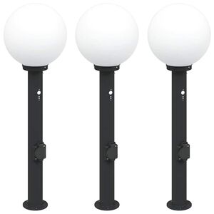 vidaXL Pollare med sensor och uttag 3 st 80 cm svart IP44