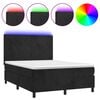 vidaXL Rams&auml;ng med madrass & LED svart 140x190 cm sammet