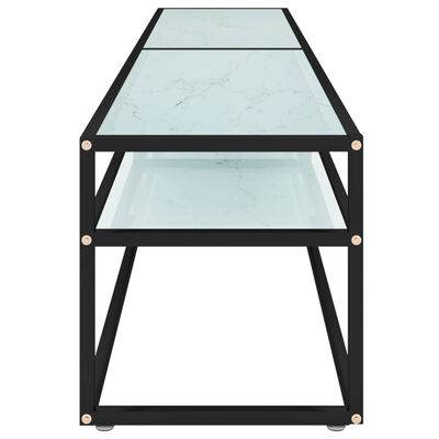 vidaXL TV-bänk vit marmor 200x40x40,5 cm härdat glas