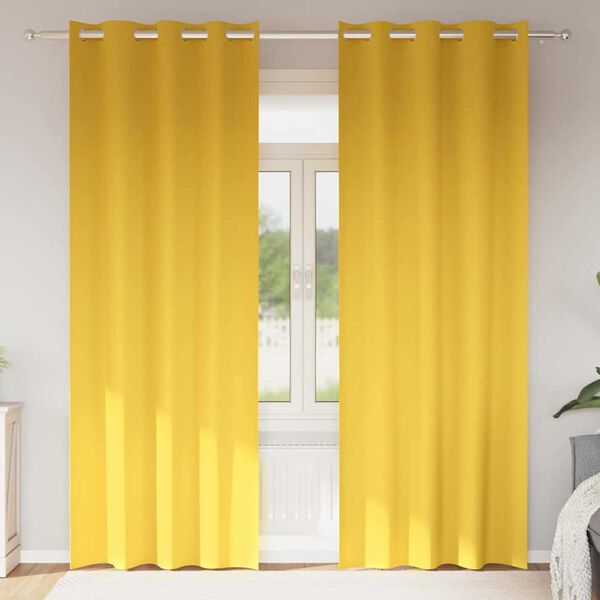 vidaXL M&ouml;rkl&auml;ggningsgardiner med Ringar 2 pcs Senapsgul 225 x 140 cm