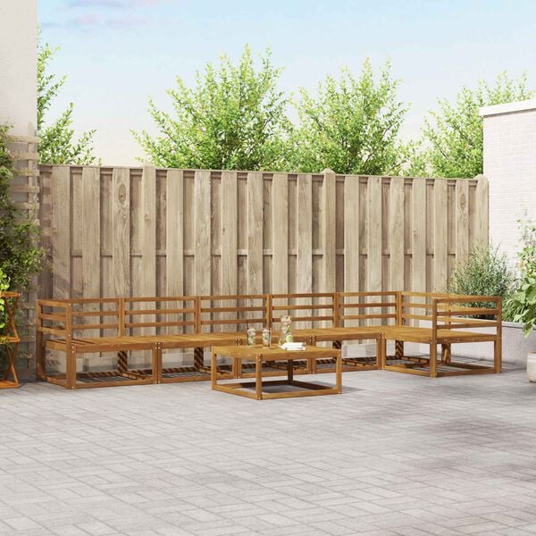 vidaXL Utomhussoffset 7 pcs Naturf&auml;rg Massivt Akaciatr&auml;