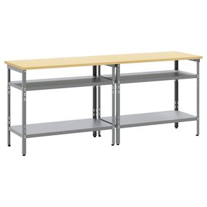 vidaXL Arbetsb&auml;nkset 2 st Beige och Gr&aring; Pulverlackerat st&aring;l