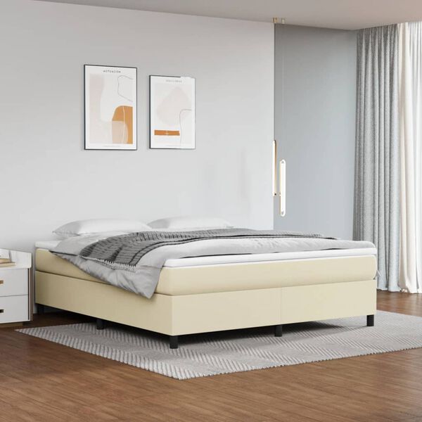 vidaXL Boxspring-s&auml;ngram gr&auml;ddvit 160x200 cm konstl&auml;der