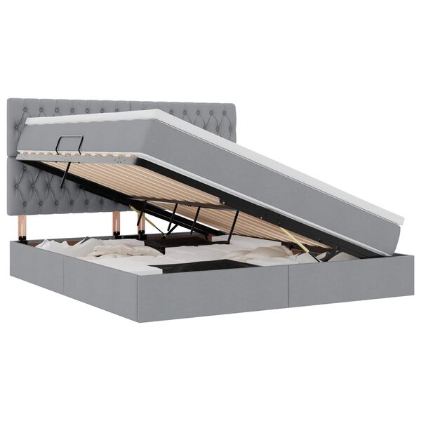 vidaXL F&ouml;rvaringss&auml;ng med madrass Ljusgr&aring; 160 x 200 cm Polyester