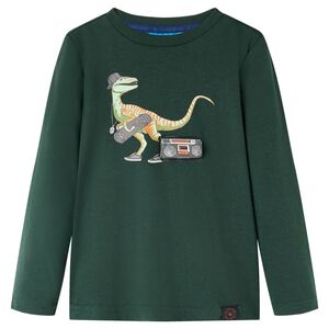 vidaXL T-shirt med l&aring;nga &auml;rmar f&ouml;r barn m&ouml;rkgr&ouml;n 92