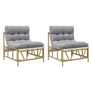 vidaXL Tr&auml;dg&aring;rd Stol 2 pcs Ljusgr&aring; 75 x 75 x 71 cm St&aring;l