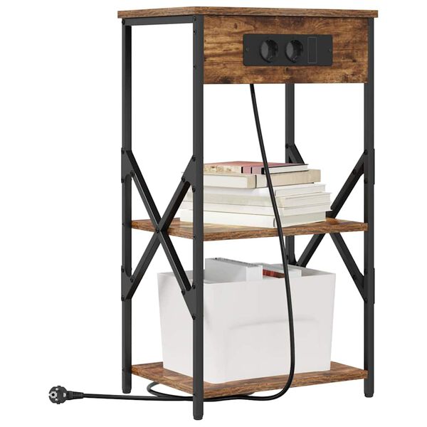 vidaXL Nattduksbord med hylla R&ouml;kt ek 41 x 31 x 76 cm Konstruerat tr&auml;