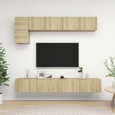 vidaXL TV-skåp 5 delar sonoma-ek konstruerat trä