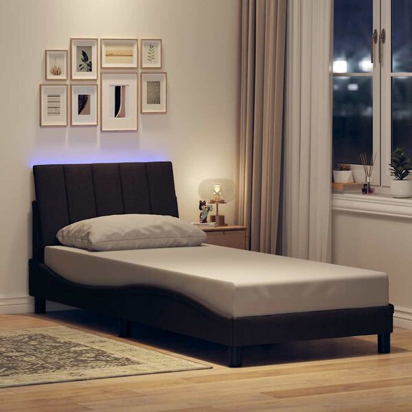 vidaXL Bed Frame without Mattress "Hanko" Dark Brown 90x190cm Fabric