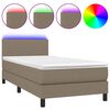 vidaXL Rams&auml;ng med madrass & LED taupe 80x200 cm tyg