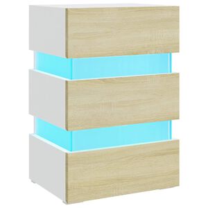 vidaXL S&auml;ngsk&aring;p LED vit och sonoma-ek 45x35x67 cm konstruerat tr&auml;