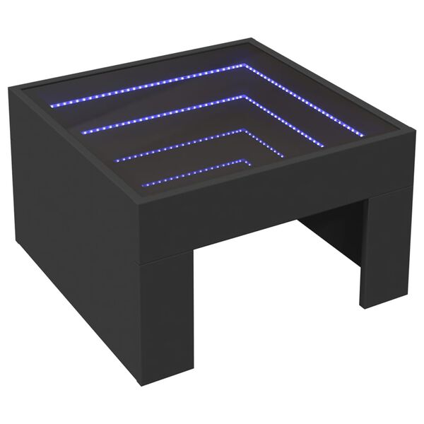 vidaXL Soffbord med Infinity LEDs svart 50x50x30 cm