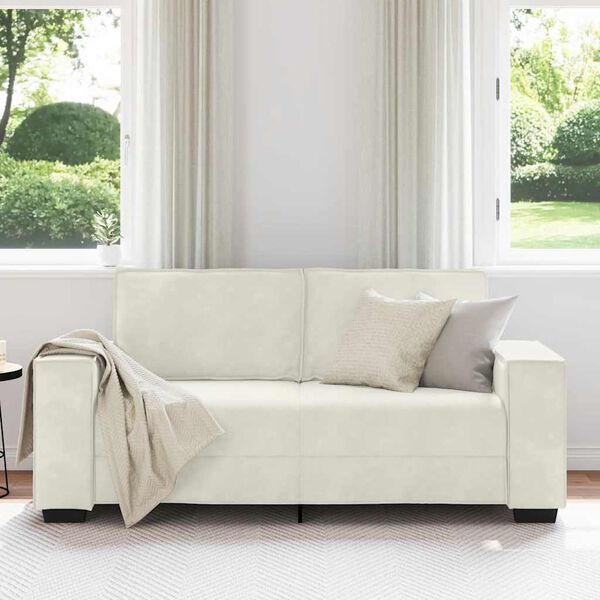vidaXL Soffa 2-sits gräddvit 140 cm sammet