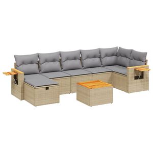 vidaXL Soffgrupp f&ouml;r tr&auml;dg&aring;rd med dynor 7 delar mixbeige konstrotting