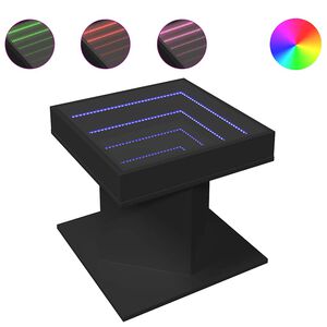 vidaXL Soffbord med LEDs svart 50x50x45 cm konstruerat tr&auml;