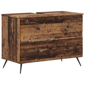 vidaXL Badrumssk&aring;p med handfat BREDA Gammalt tr&auml; 82 x 41 x 59 cm