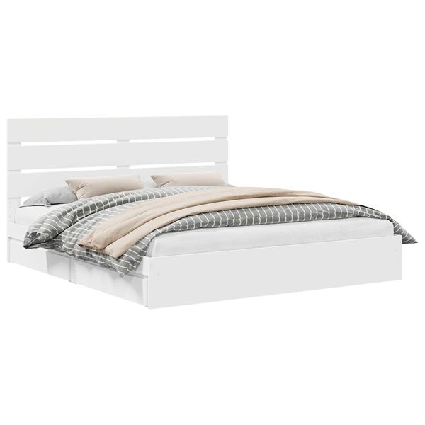 vidaXL F&ouml;rvaringss&auml;ng med huvudgavel Vit 180 x 200 cm Konstruerat tr&auml;