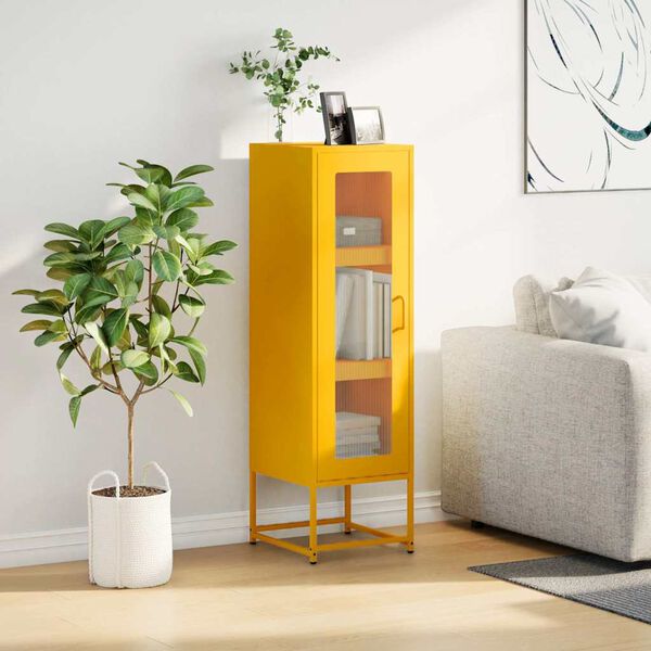 vidaXL Highboard senapsgul 36x39x123 cm kallvalsat st&aring;l