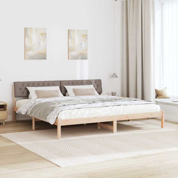 vidaXL S&auml;ngram med huvudgavel Brun och taupe 200 x 200 cm Massiv furu
