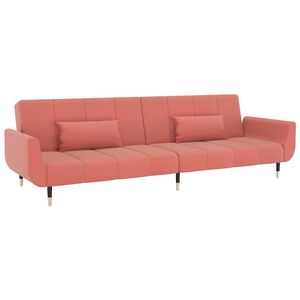 vidaXL B&auml;ddsoffa 2-sits med tv&aring; kuddar rosa sammet