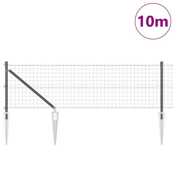 vidaXL St&auml;ngsel med stolpe Gr&aring; 0,4 x 10 m St&aring;l och PVC